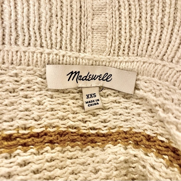 Madewell Canby Button Mockneck Sweater Tan/Antique Stripes Cream Womens size XXS - Picture 5 of 10